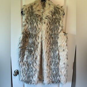 Fabulous Furs Faux Fur Vest in Cream and Black